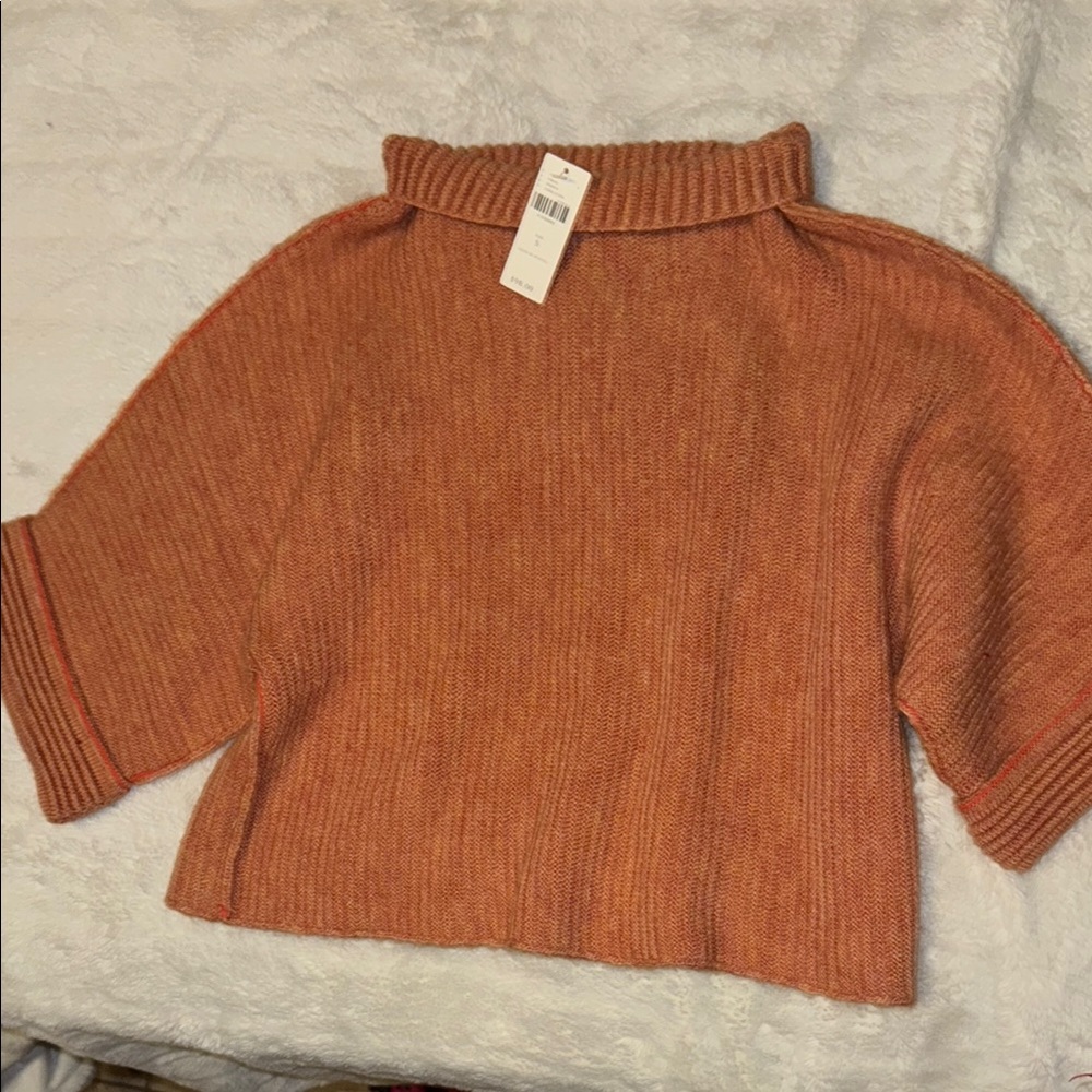 Anthropology Cowl Neck Sweater in Warm Rust